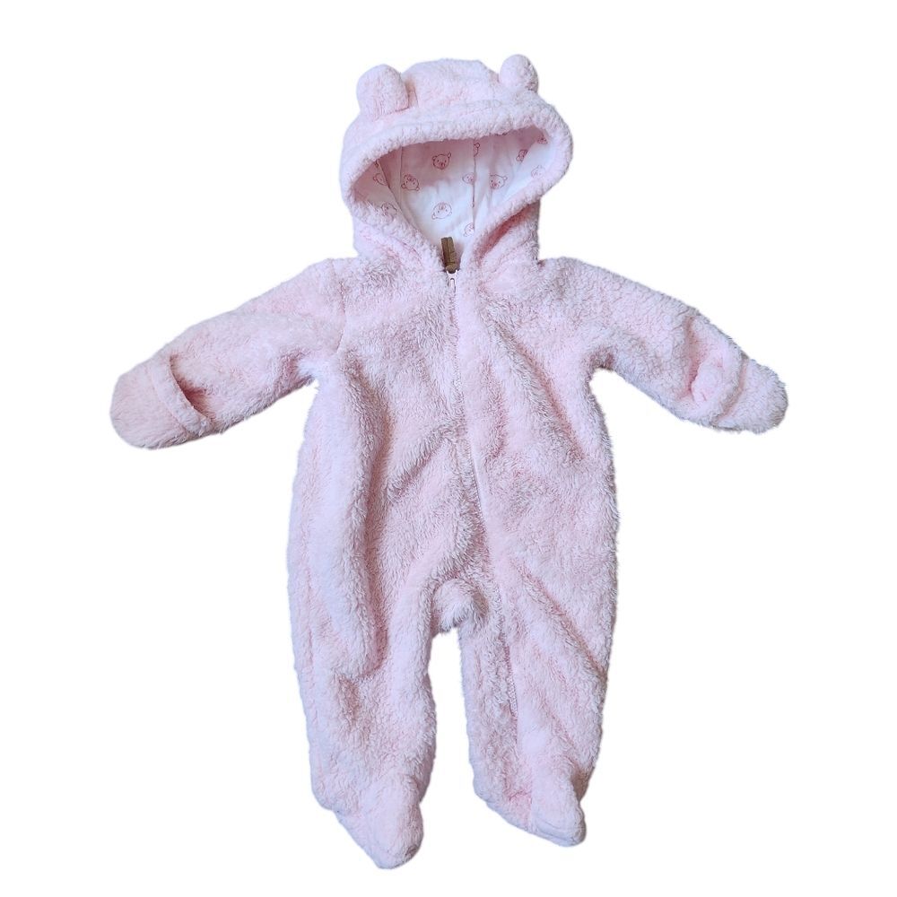 Carter's Baby Infant Hooded Footed Bear Jumpsuit Size 3 months Pink